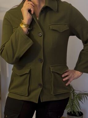 Banana Republic Olive Green Utility Jacket Shirt Coat Pockets XS-S Layering